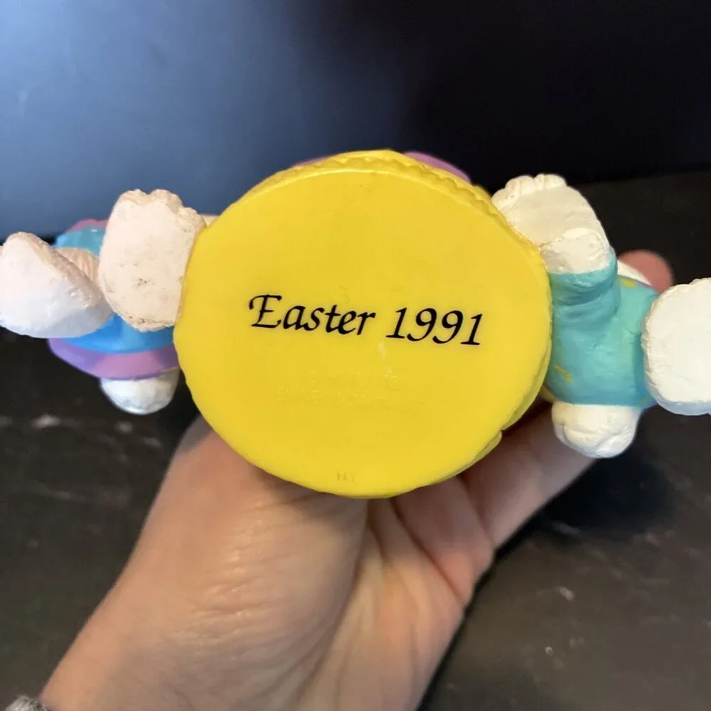 Vintage Easter Bunny Basket Decor 1991 Crayola Rabbits Spring Decor